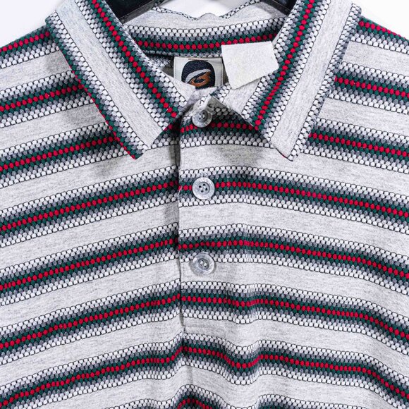 Bugle Boy Striped Textured Polo Shirt Large VTG 90s Surf Skate Streetwear - Picture 3 of 7